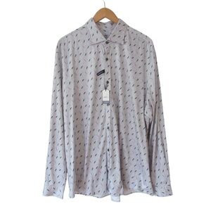 Johnnie-O Ruskin Featherweight Button Up Shirt XL Light Gray Long Sleeves